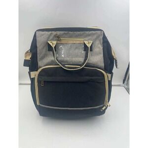 Diaper Bag Backpack with Expandable Bassinet USB Port Black Gray Travel Bag